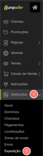 envio definições