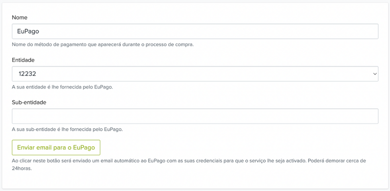 Configuração Eupago
